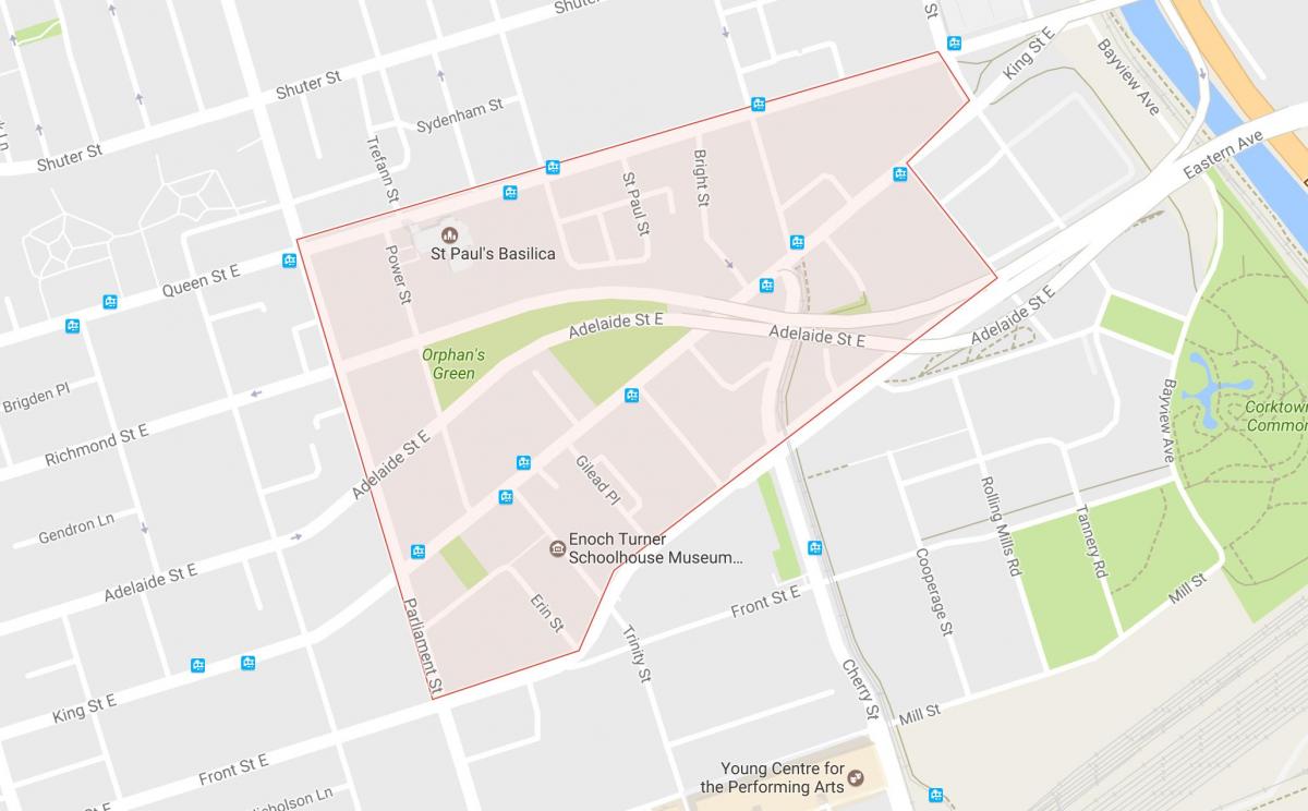 خريطة Corktown حي تورونتو