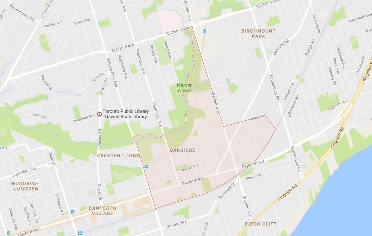 خريطة Oakridge حي تورونتو