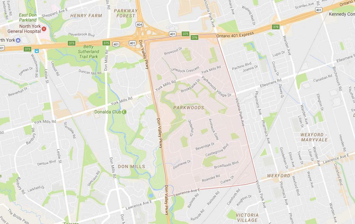 خريطة Parkwoods حي تورونتو