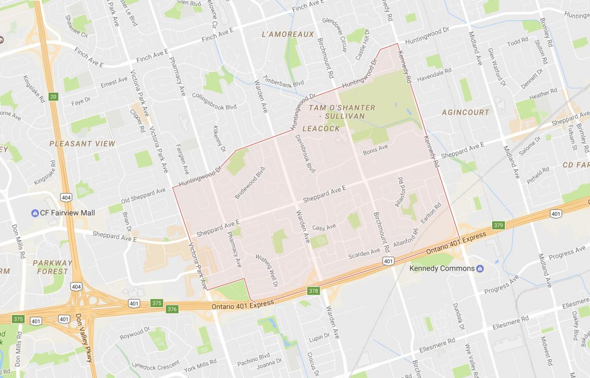 خريطة تام O'Shanter – سوليفان حي تورونتو