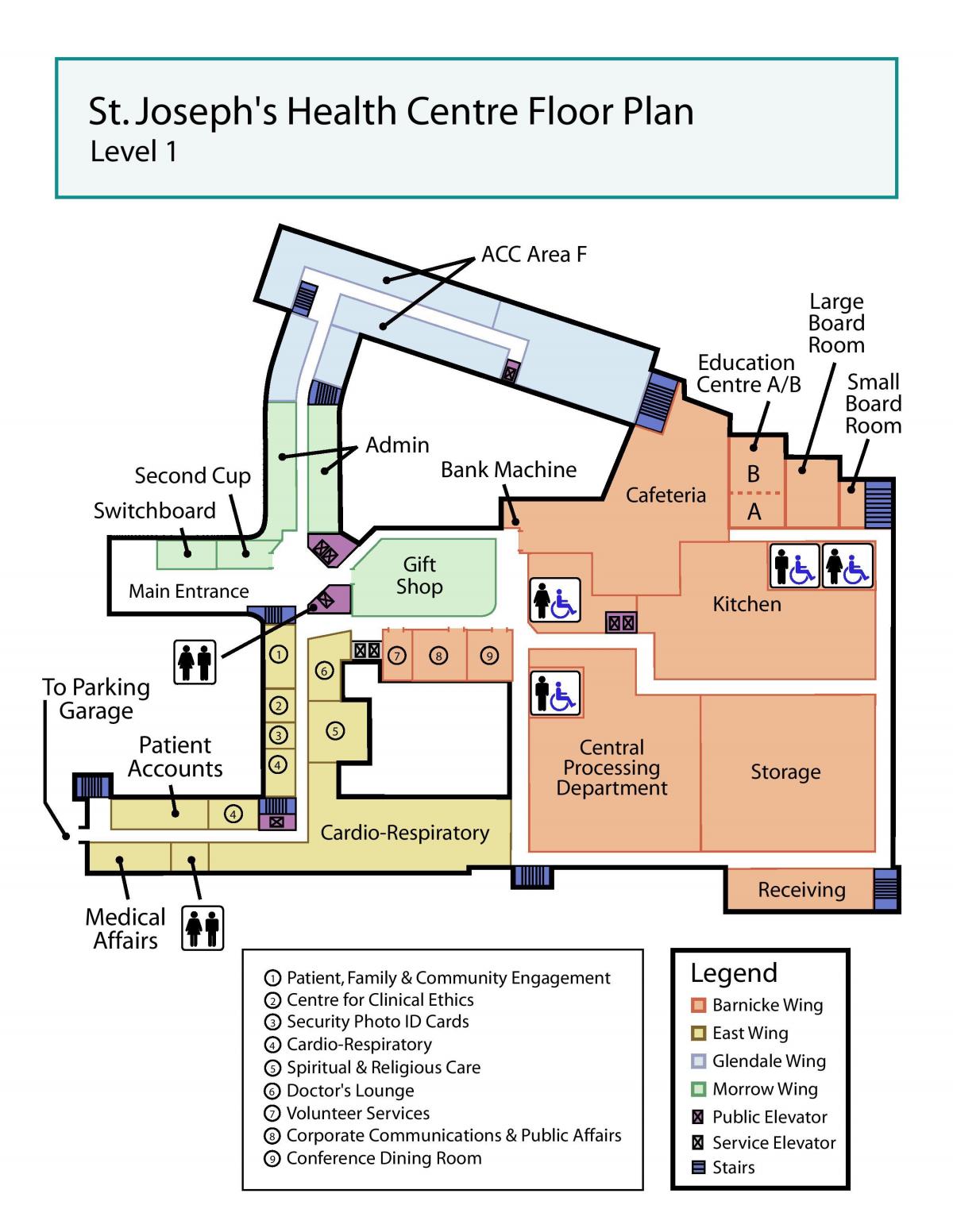 خريطة سانت جوزيف المركز الصحي تورونتو المستوى 1