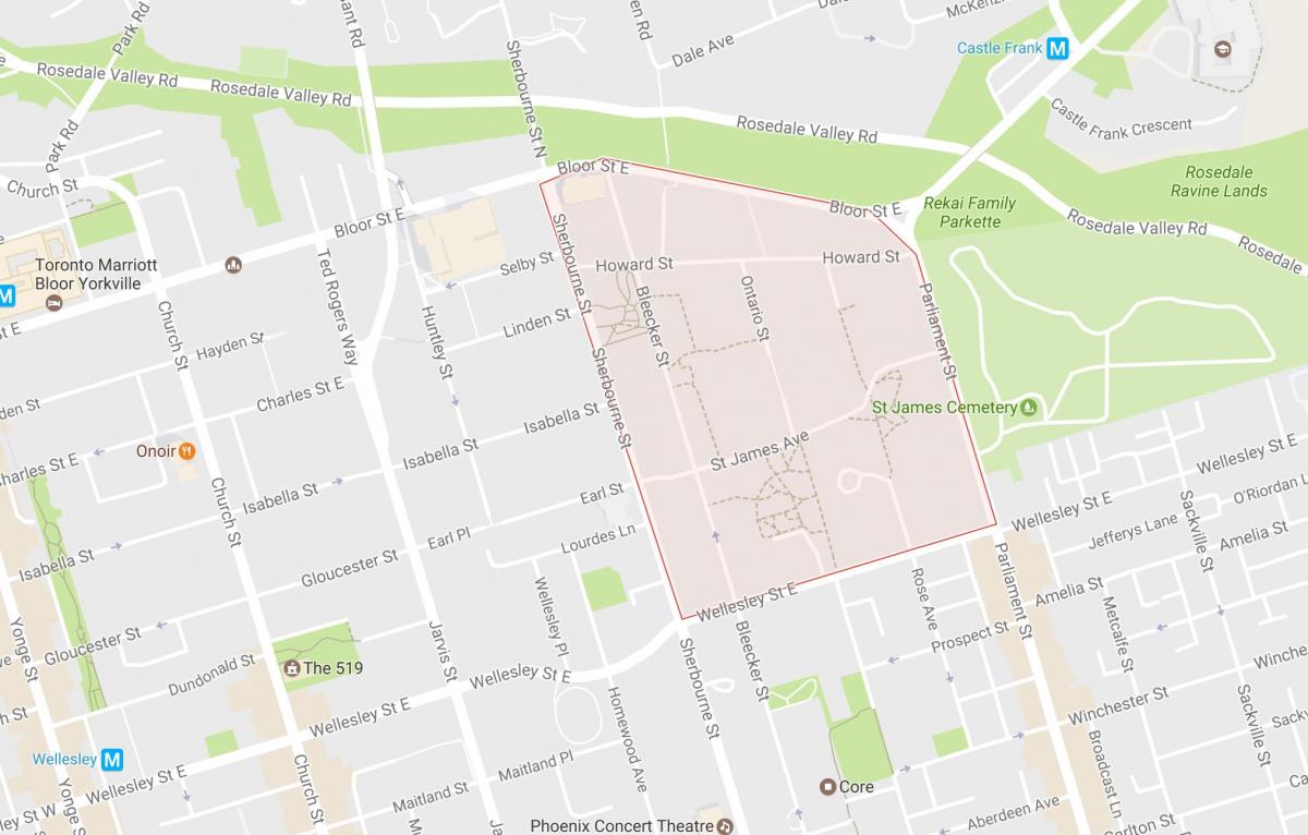 خريطة سانت جيمس تاون الحي تورونتو