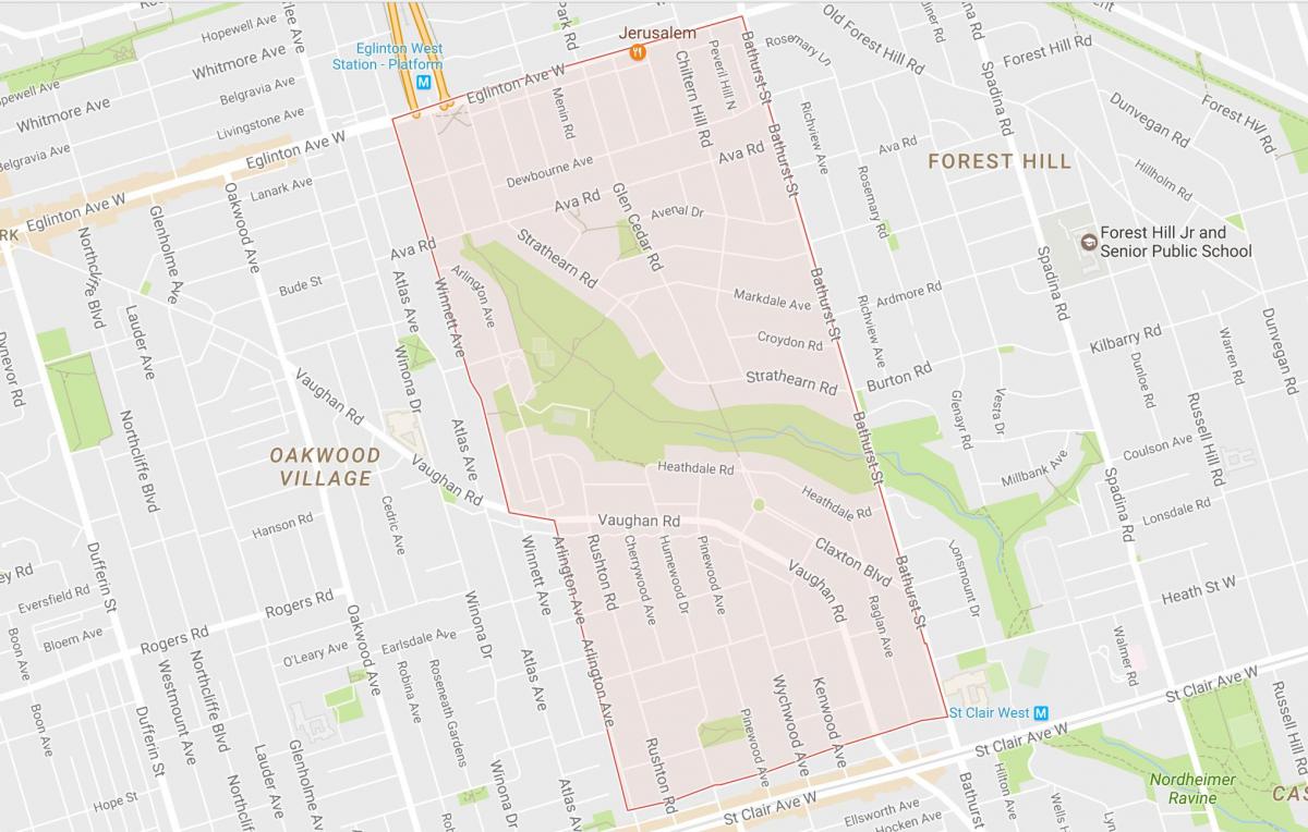 خريطة هوموود–Cedarvale حي تورونتو