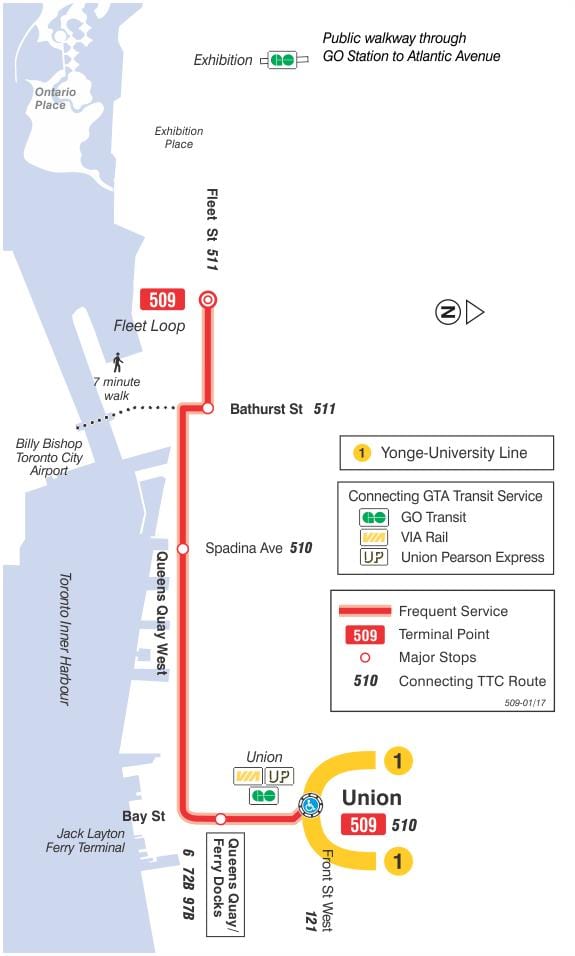 خريطة الترام خط 509 Harbourfront