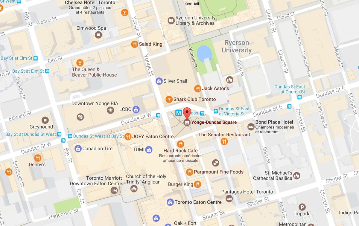 خريطة يونغ-Dundas Square تورونتو