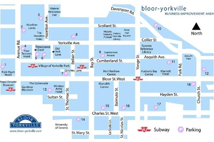 خريطة Bloor Yorkville مترو الانفاق