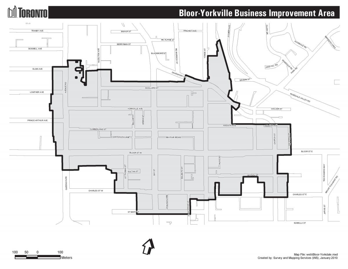 خريطة Toronto Bloor Yorkville boudary