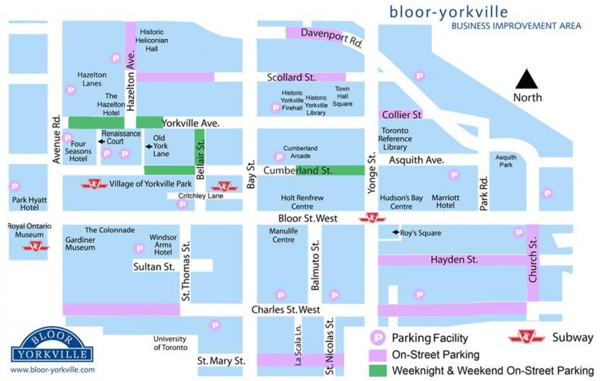 خريطة Bloor Yorkville وقوف السيارات