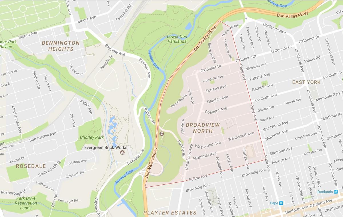 خريطة Broadview شمال حي تورونتو