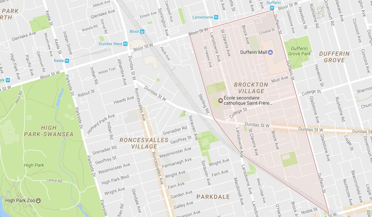 خريطة Brockton القرية المجاورة تورونتو