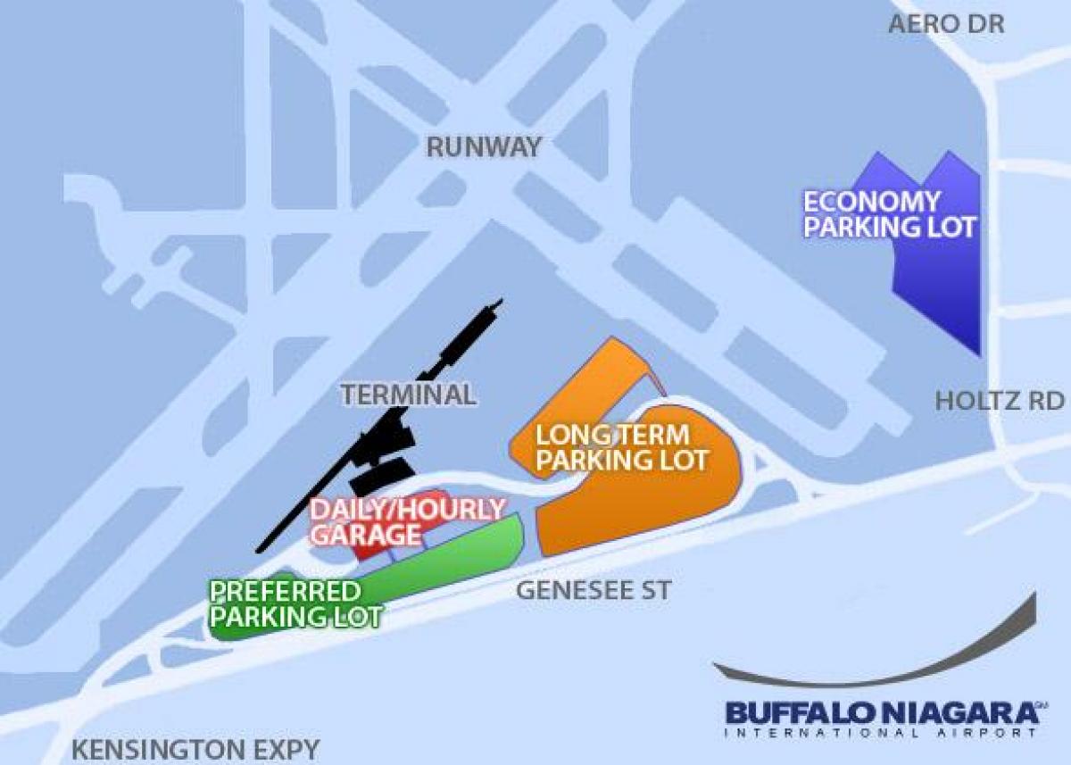 خريطة من Buffalo Niagara airport وقوف السيارات