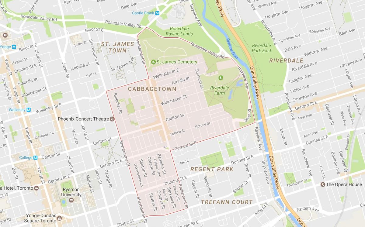 خريطة Cabbagetown حي تورونتو
