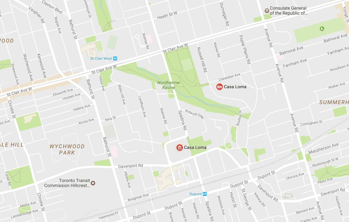 خريطة Casa Loma حي تورونتو