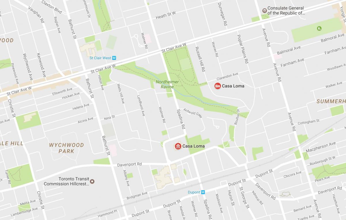 خريطة Casa Loma حي تورونتو