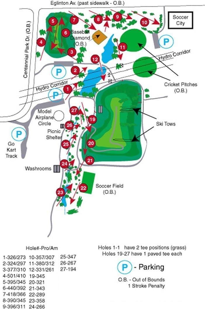 خريطة Centennial Park golf courses تورونتو