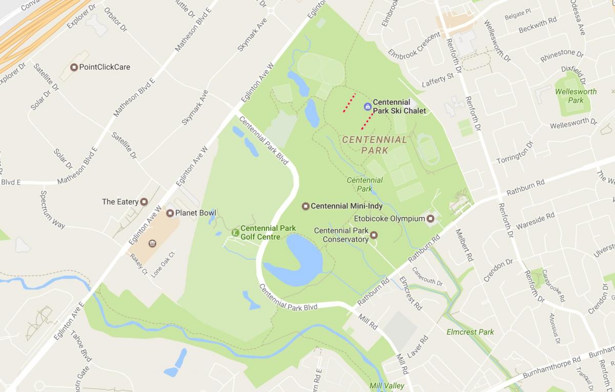 خريطة متنزه سينتنيال حي تورونتو