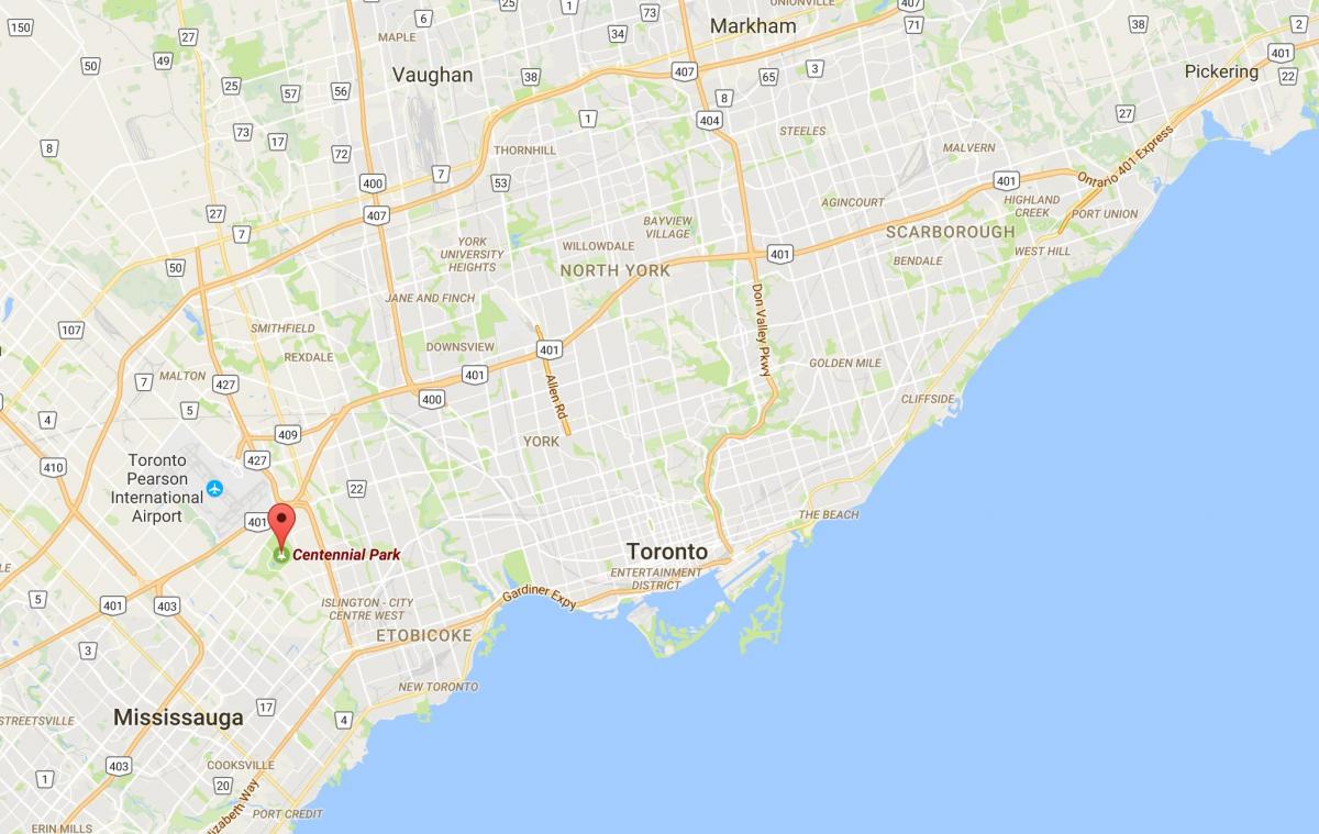 خريطة متنزه سينتنيال مدينة تورونتو