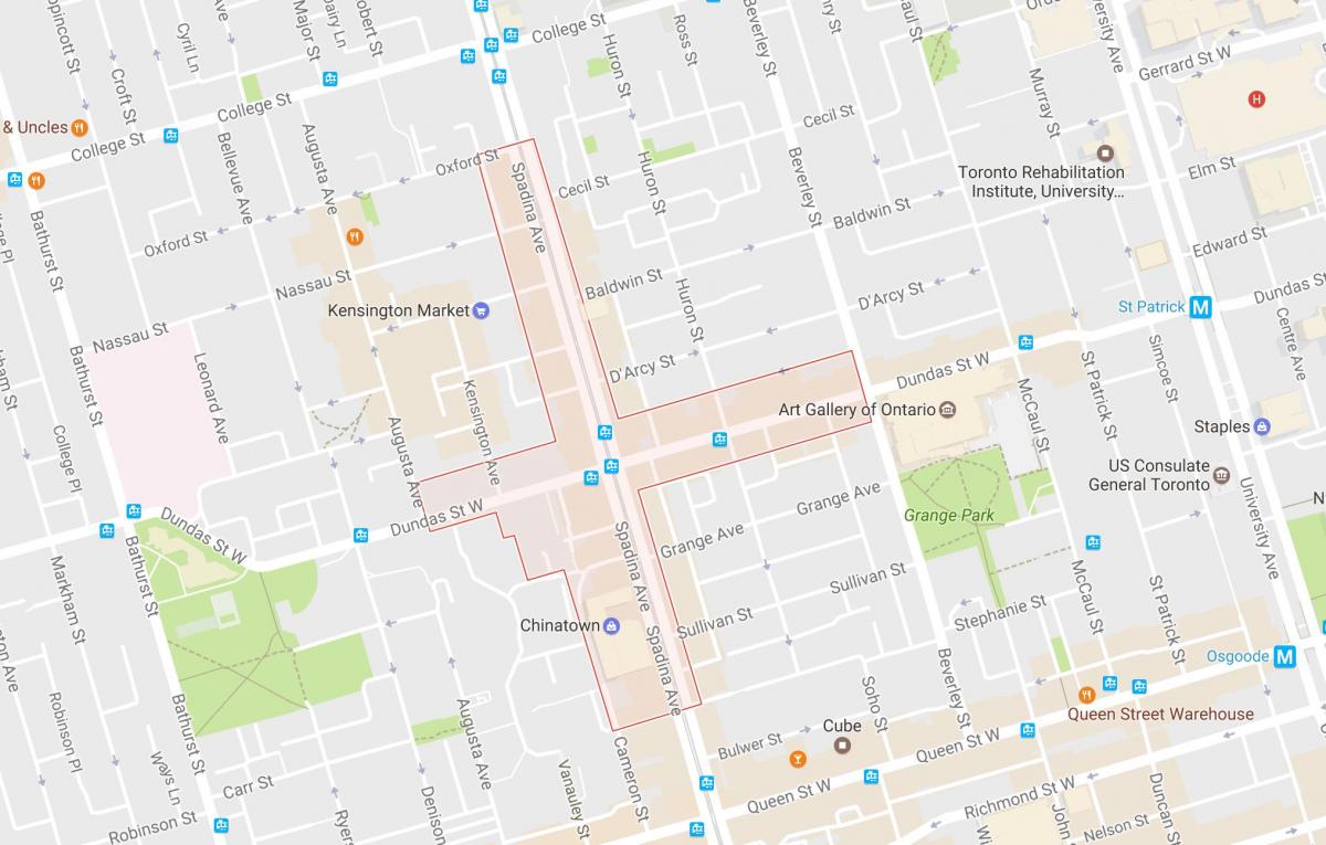 خريطة Chinatown الحي تورونتو