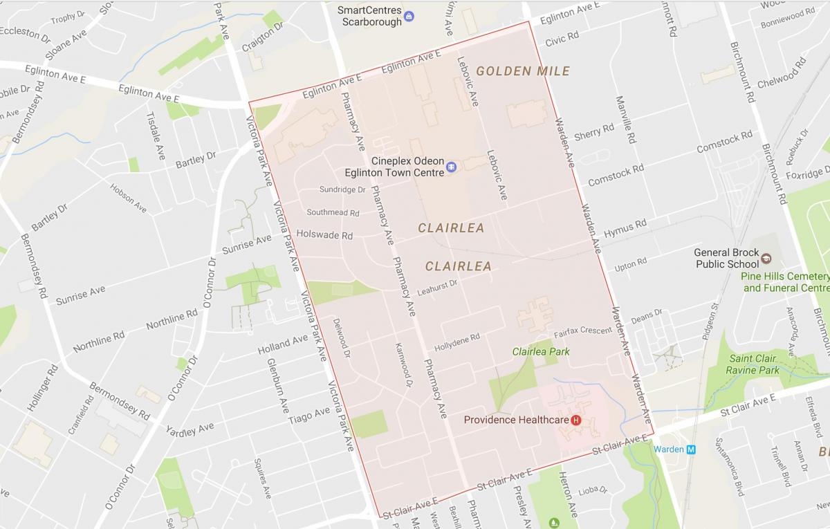 خريطة Clairlea حي تورونتو