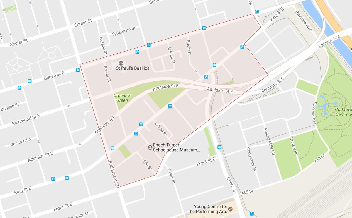خريطة Corktown حي تورونتو