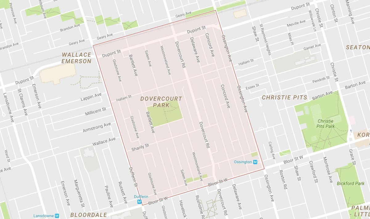 خريطة Dovercourt بارك الجوار تورونتو