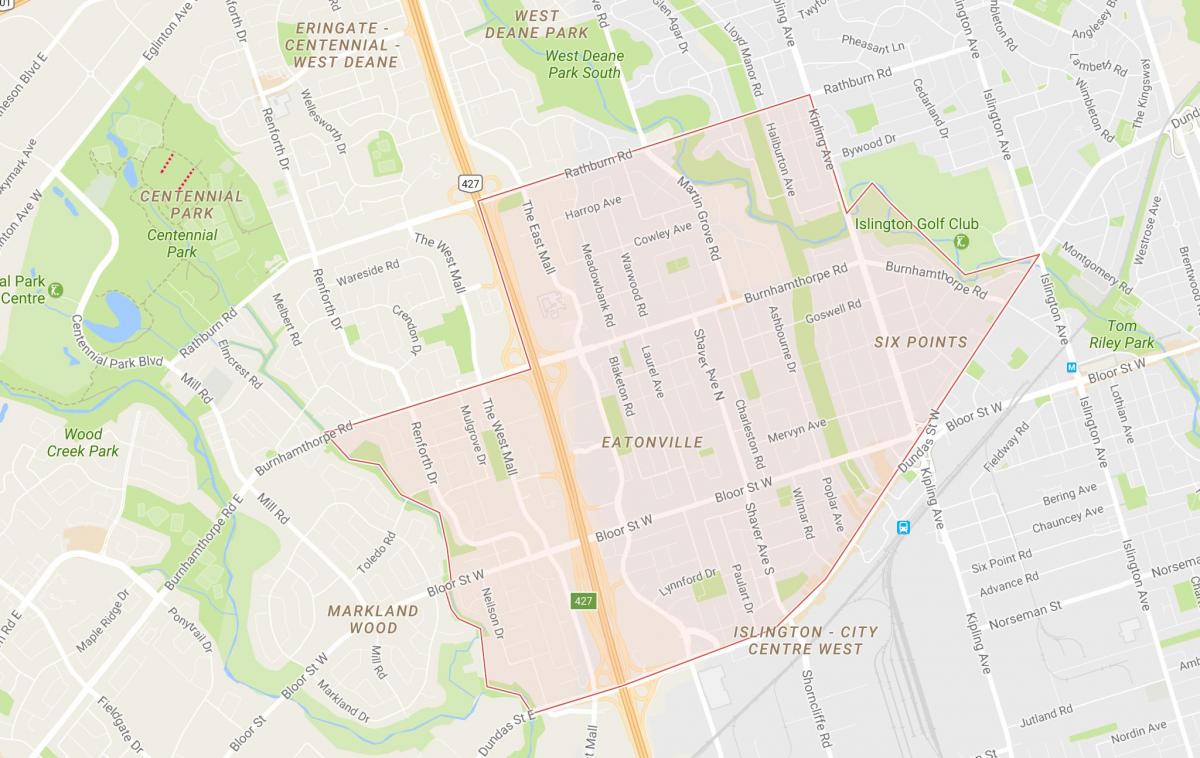 خريطة Eatonville حي تورونتو