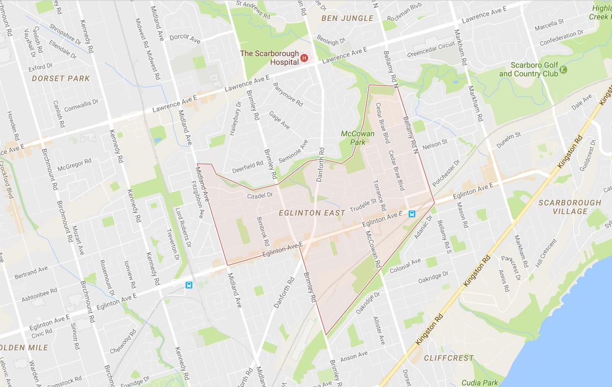 خريطة Eglinton شرق حي تورونتو