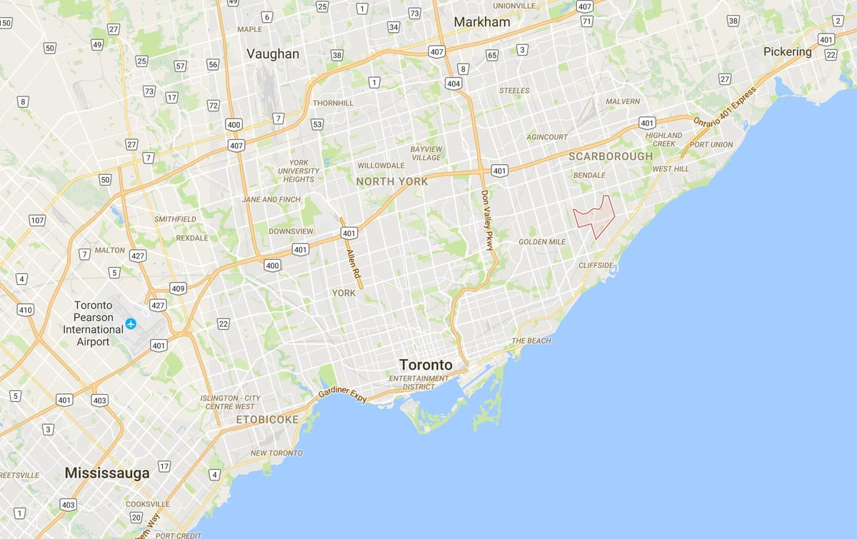 خريطة Eglinton شرق مدينة تورونتو