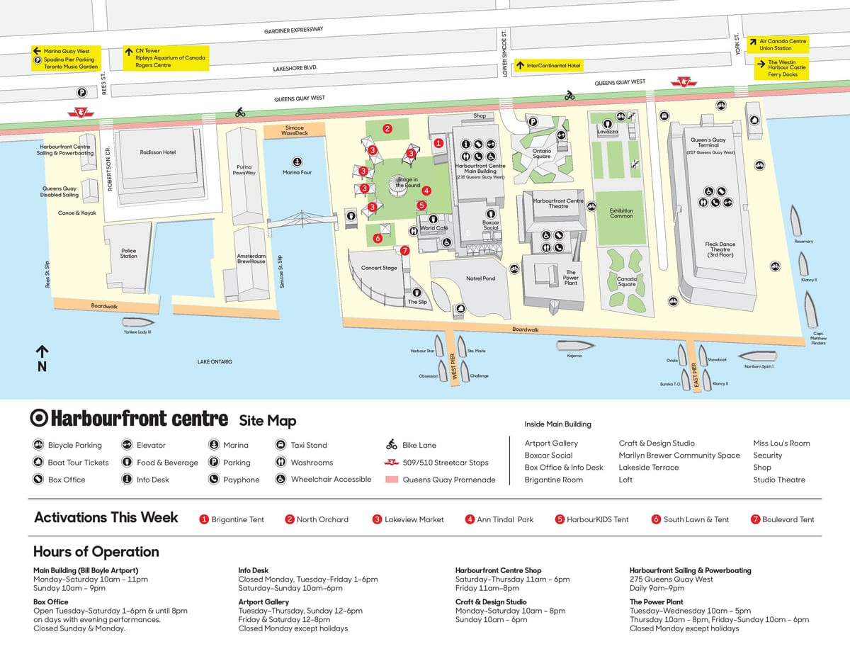 خريطة Harbourfront centre وقوف السيارات