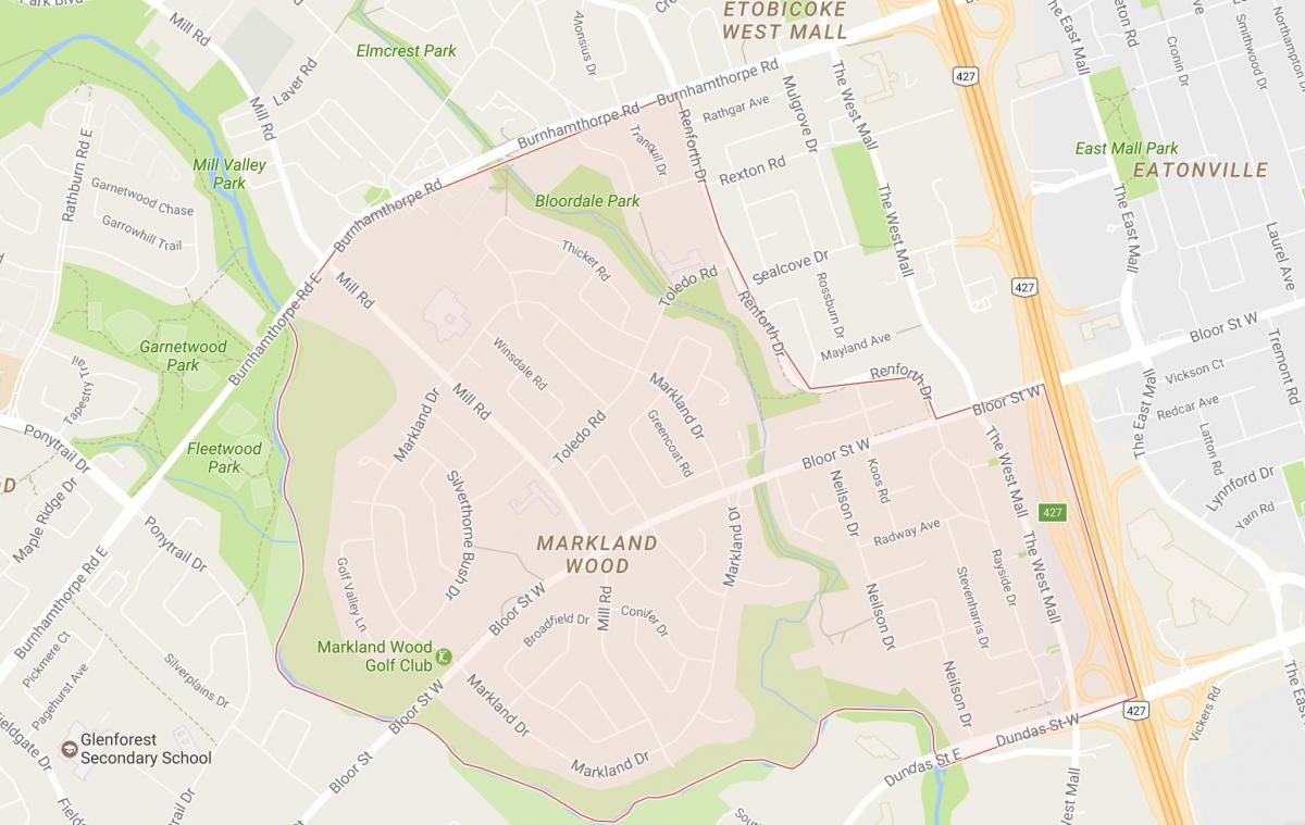خريطة Markland الخشب حي تورونتو