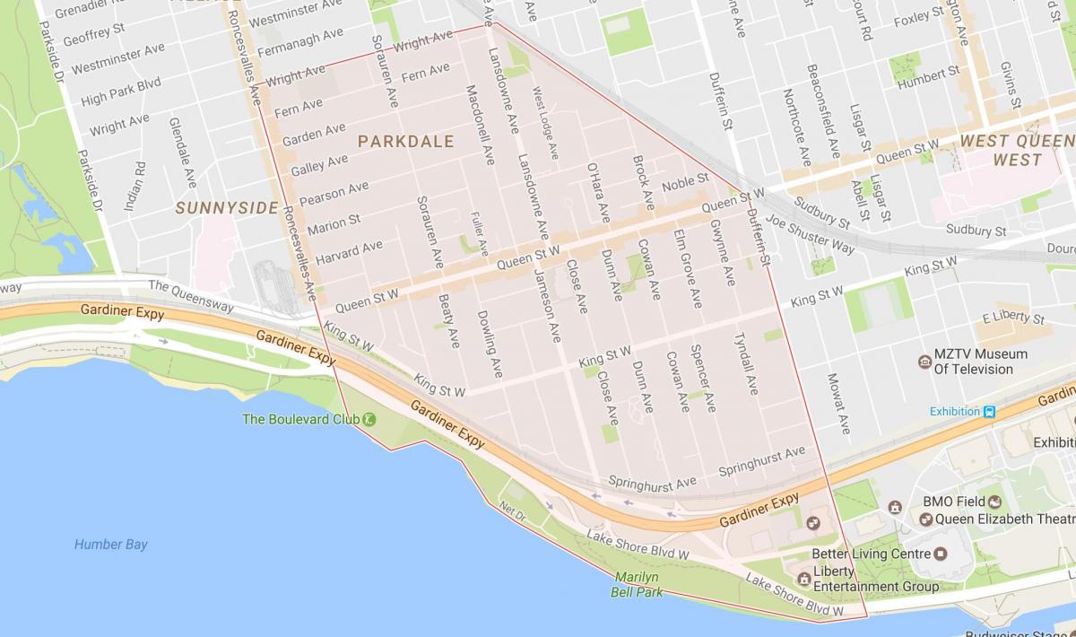 خريطة Parkdale حي تورونتو