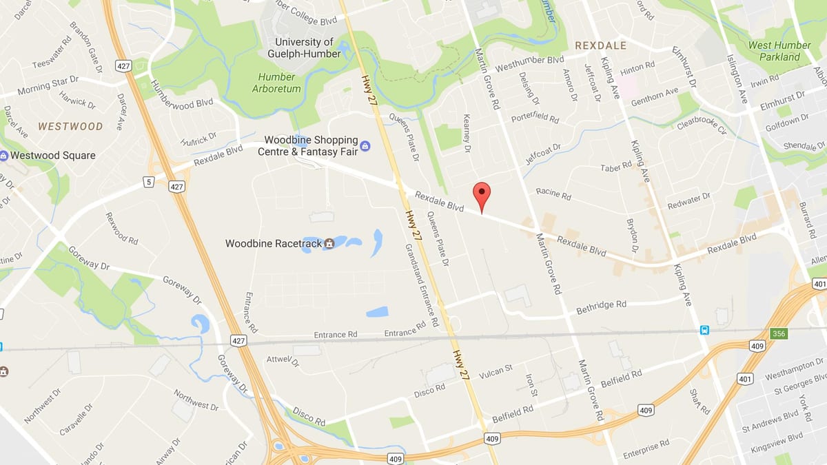 خريطة Rexdale شارع تورونتو