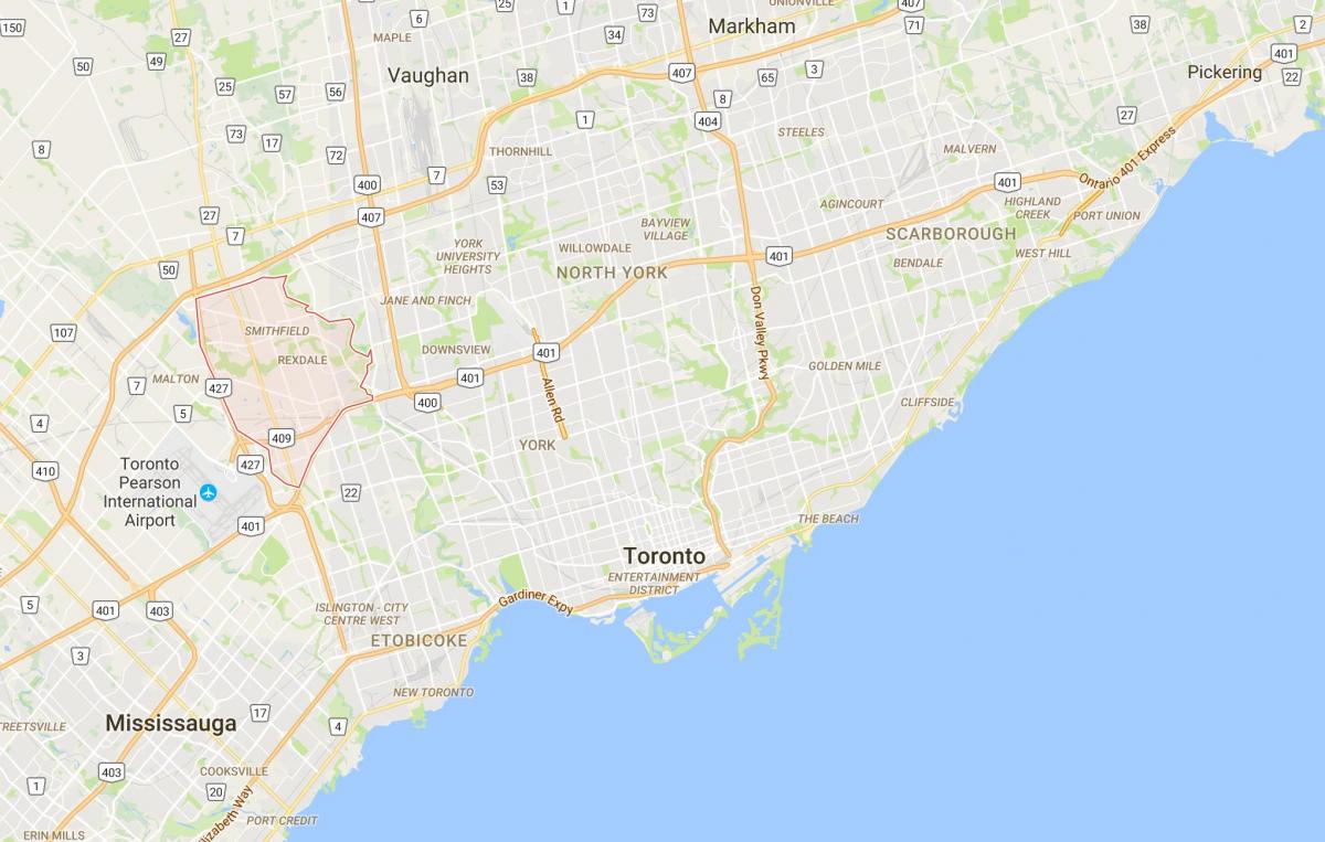 خريطة Rexdale مدينة تورونتو