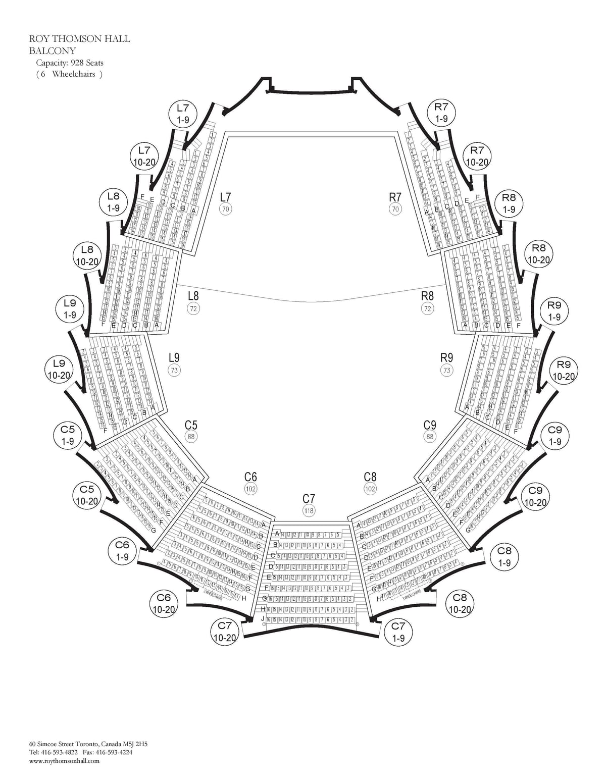 خريطة Roy Thomson Hall شرفة تورونتو