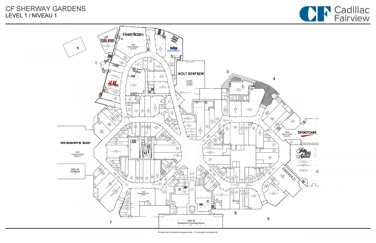 خريطة Sherway Gardens المستوى 1