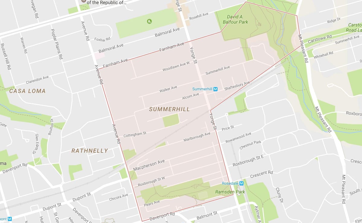 خريطة Summerhill حي تورونتو