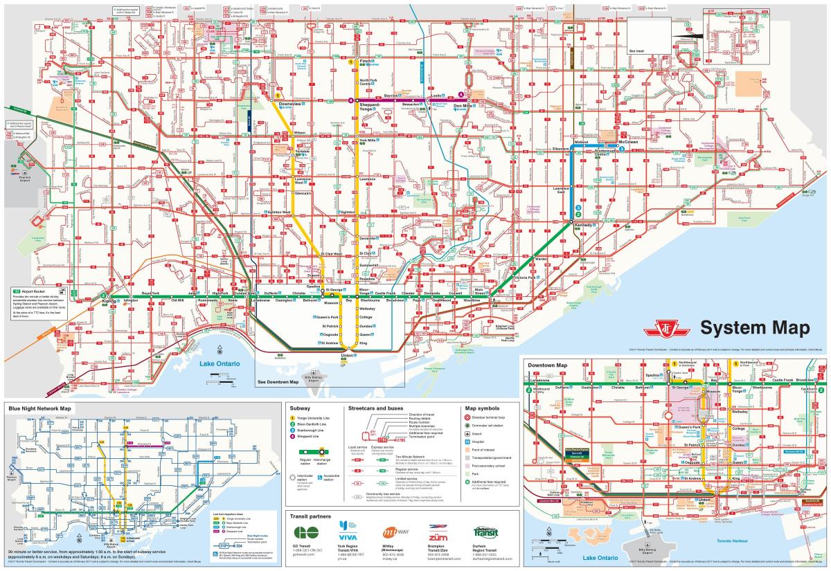 خريطة TTC خطوط الحافلات