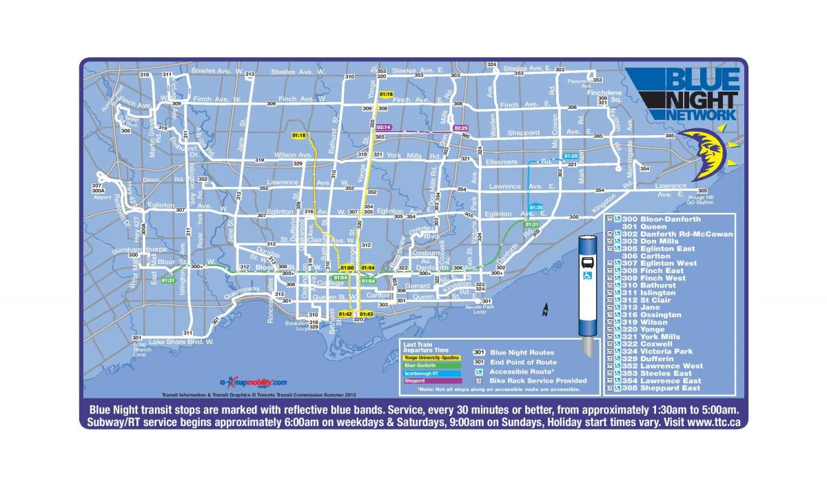 خريطة TTC ليلة زرقاء الشبكة