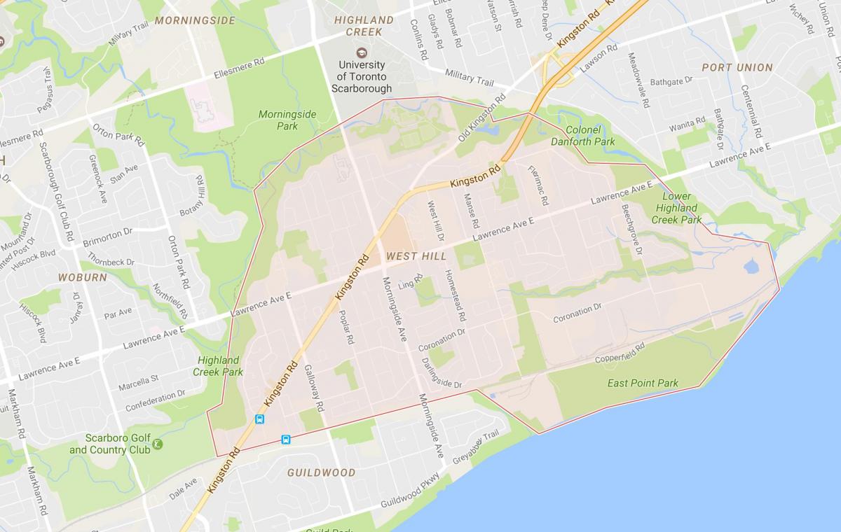 خريطة غرب التل المجاورة تورونتو