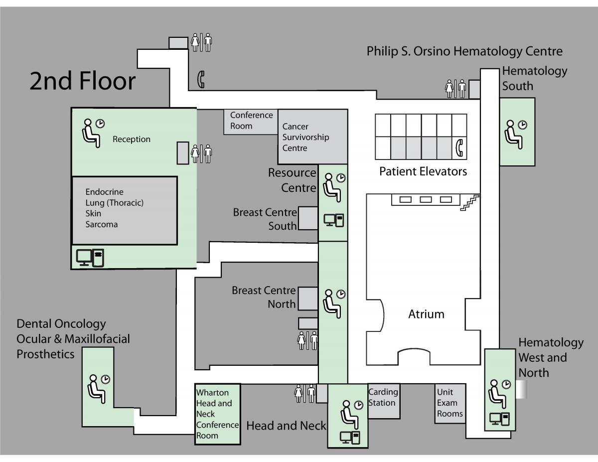 خريطة الأميرة مارغريت للسرطان مركز تورونتو الطابق 2