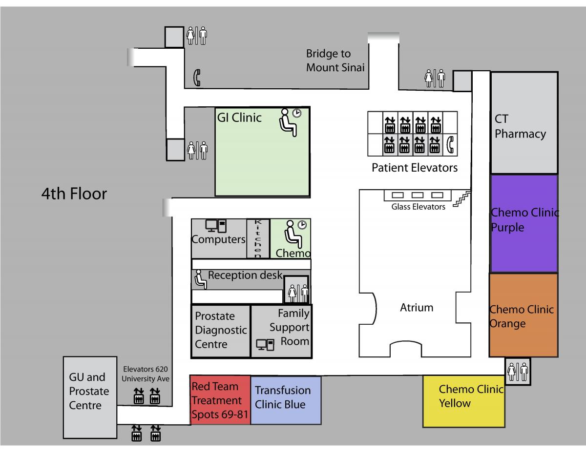 خريطة الأميرة مارغريت للسرطان مركز تورونتو الطابق 4