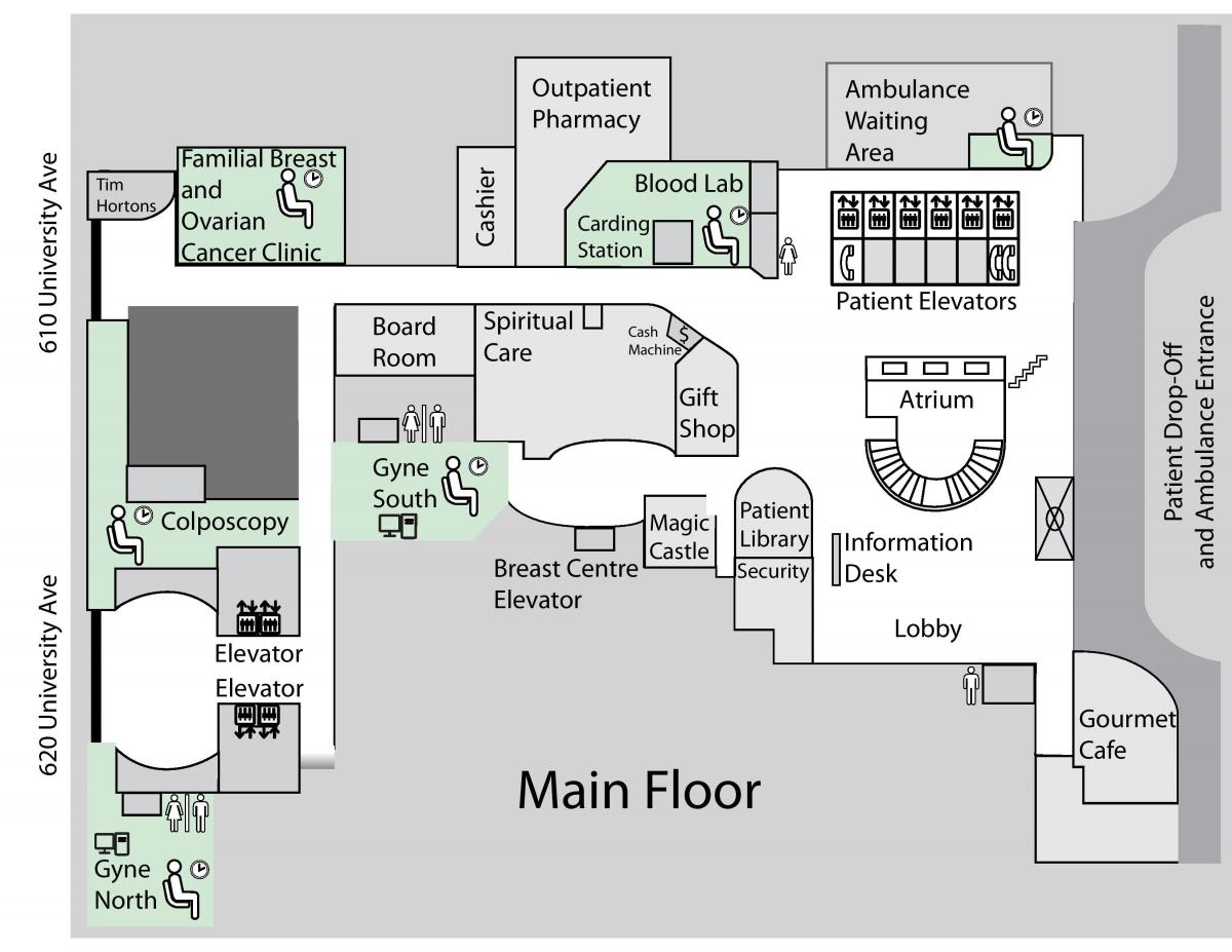 خريطة الأميرة مارغريت للسرطان مركز تورونتو الطابق الرئيسي