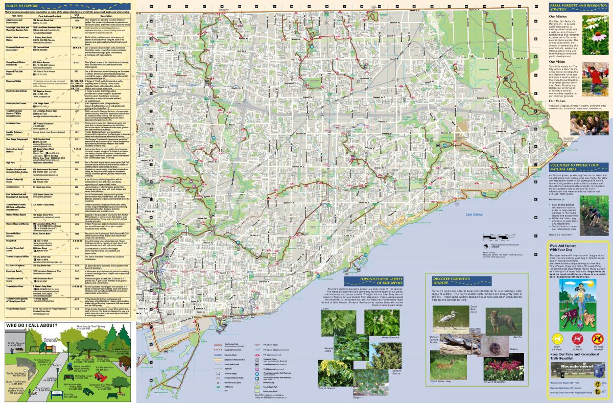 خريطة متنزه ومسارات المشي شرق تورونتو