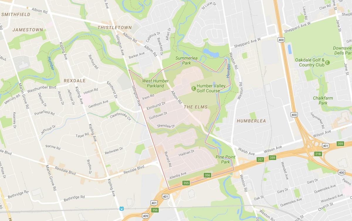 خريطة الدردار حي تورونتو