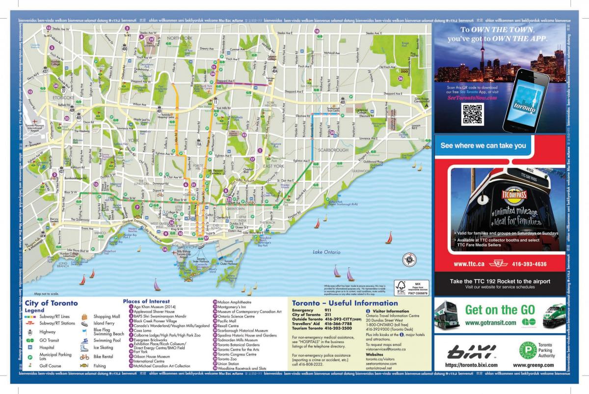 خريطة السياحة تورونتو