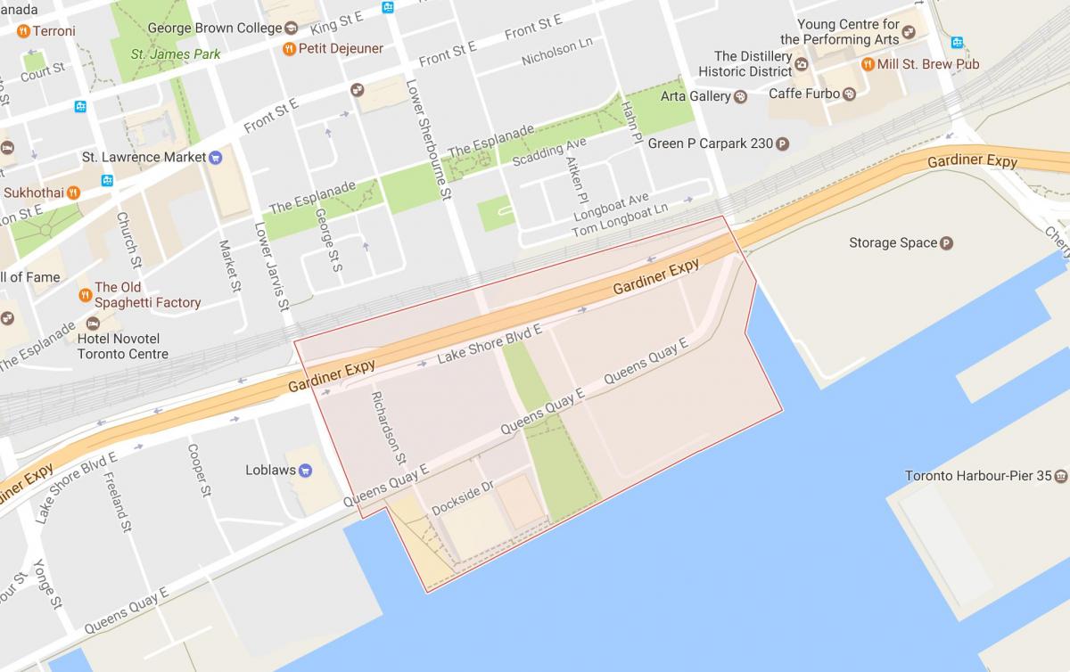 خريطة الشرق Bayfront حي تورونتو