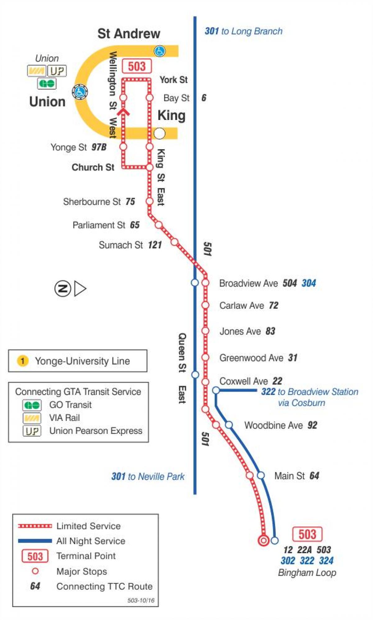 خريطة الترام خط 503 Kingston Road