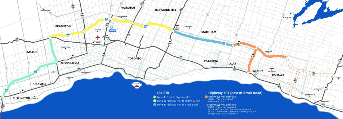 خريطة تورونتو السريع 407