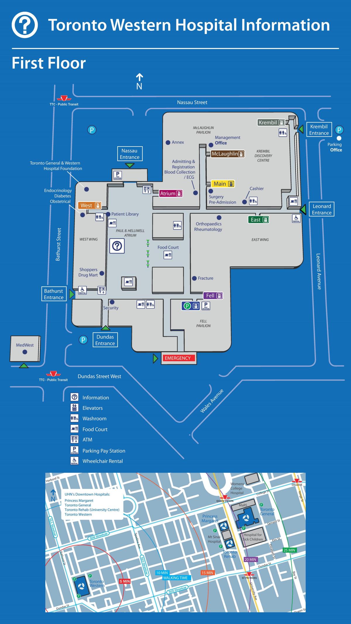 خريطة مستشفى غرب تورنتو