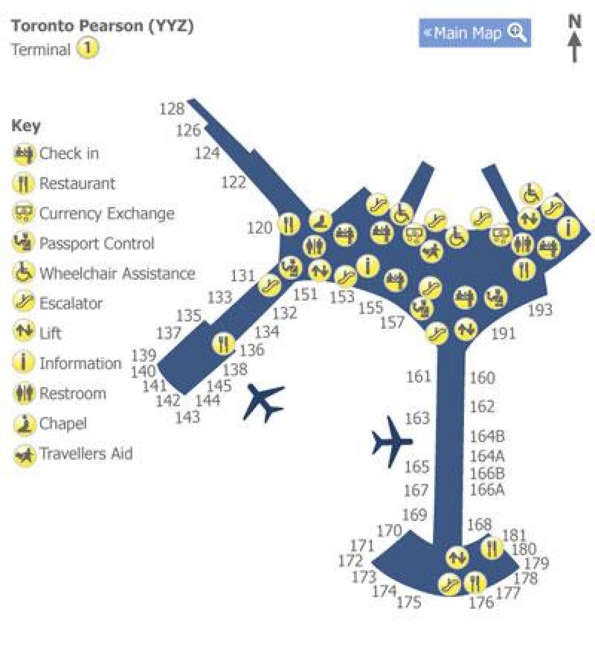 خريطة تورونتو بيرسون المطار رقم 1
